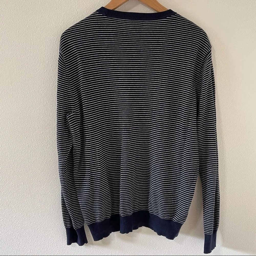 J. Crew Navy White Stripe Sweatshirt Sweater Preppy Academia Minimalist-Medium